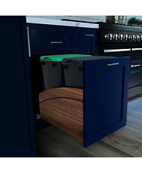 Rev-a-Shelf Walnut Double Pullout Waste Container, Soft-Close, 35 qt, Black