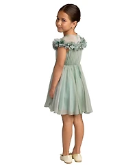 Mac Duggal Big Girls Floral Applique Chiffon A-Line Dress