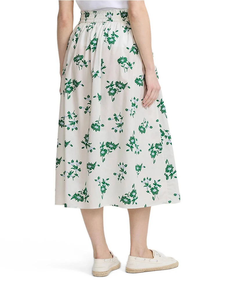 Lands' End Women's Poplin Pull On Midi Skirt