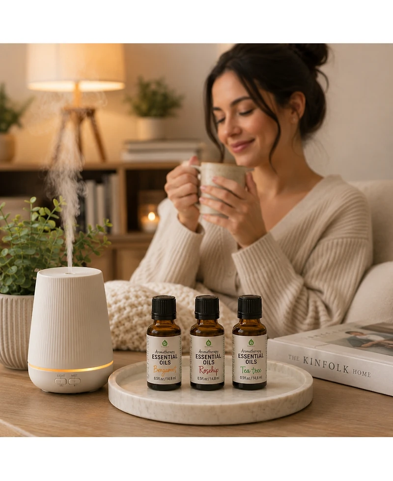 Pursonic Aromatherapy Mood & Ambiance Bundle: Essential Oils + Mist Spray for Stress Relief & Skin Harmony
