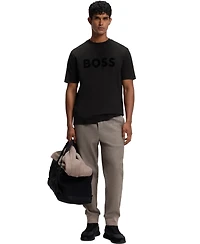 Boss by Hugo Men's Stretch Cotton Tonal Flock-Logo Regular-Fit T-Shirt