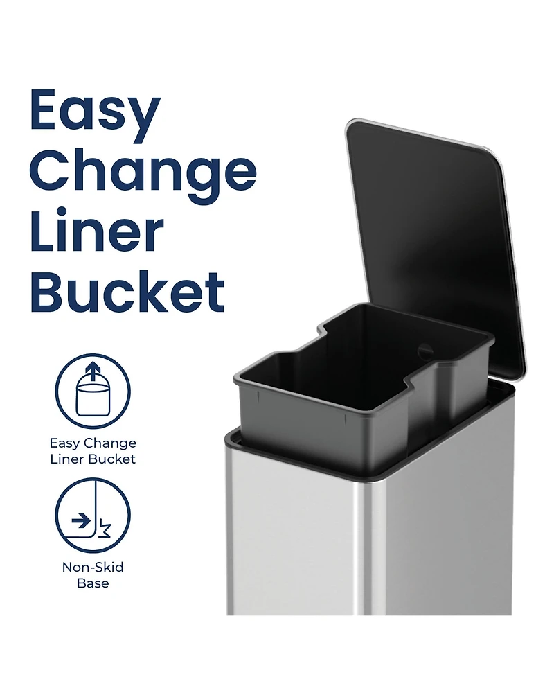 Ninestars Step-On Trash Can 2.6 Gallon, Rectangular Shaped