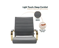LeisureMod (Set of 2) Benmar Leather Office Chair with Gold Accents, Adjustable Height, Swivel Ergonomic Design for Home