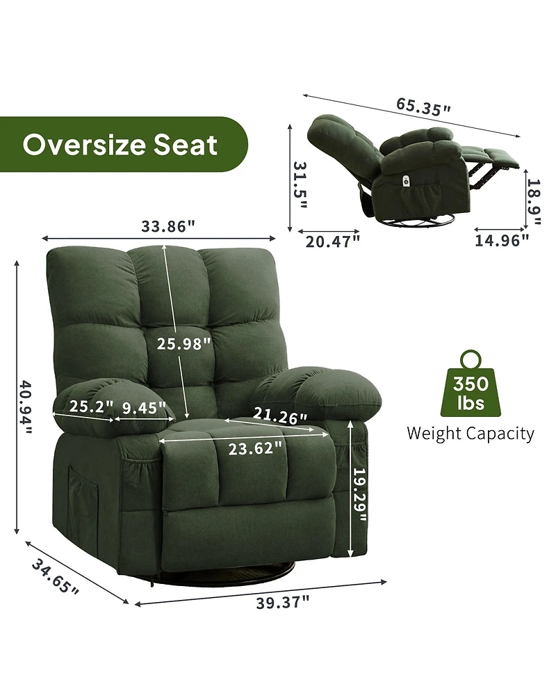 Boyel Living Massage Swivel Recliner Lift Chair with Vibration and Heating for Elderly