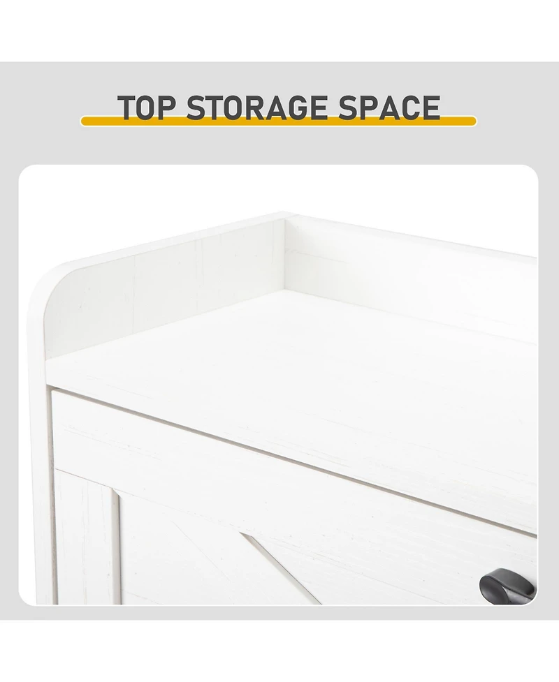 Slickblue Barn Door Shoe Cabinet with 3 Flip Drawers and Top Storage Shelf