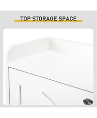 Slickblue Barn Door Shoe Cabinet with 3 Flip Drawers and Top Storage Shelf