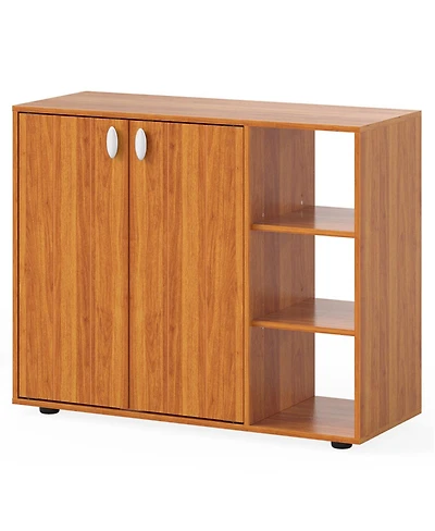 Slickblue 2-Door Shoe Cabinet with Adjustable Shelf and 3-Tier Open Storage