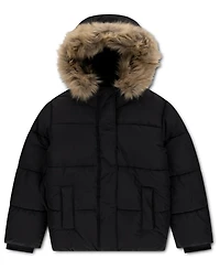 abercrombie kids Girls' 4-16 Ultra Hooded Faux Fur-Trim Puffer Jacket