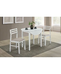 Flynama 3-Piece Round Drop Leaf Dining Set, Plywood Table and 2 Taupe Ladder Back Chairs