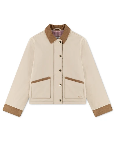 abercrombie kids Girls' 4-16 Corduroy-Collar Plaid-Lined Barn Jacket