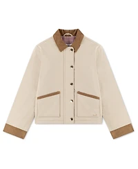 abercrombie kids Girls' 4-16 Corduroy-Collar Plaid-Lined Barn Jacket
