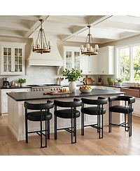 Maison Boucle Modern Counter-Height Bar Stools Set of 4, Low-Profile Back, Metal Frame Seating, 25" Seat Height