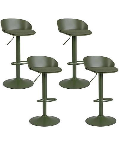 Gymax Set of 4 Adjustable Swivel Bar Stools Back and Footrest Loads 330 Lbs Each