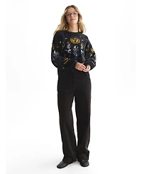 Scotch & Soda Women's Jacquard Oversized Crewneck Pullover Sweater