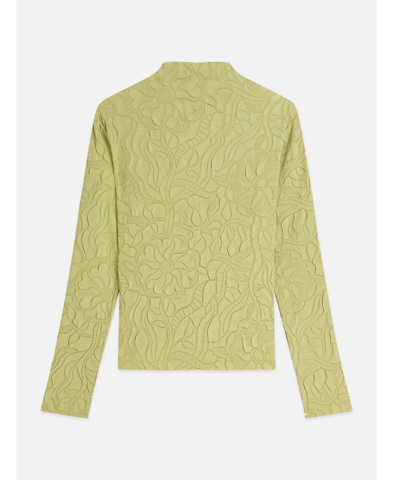Scotch & Soda Women's Lightweight Embossed Pleat Mock Neck Cardigan