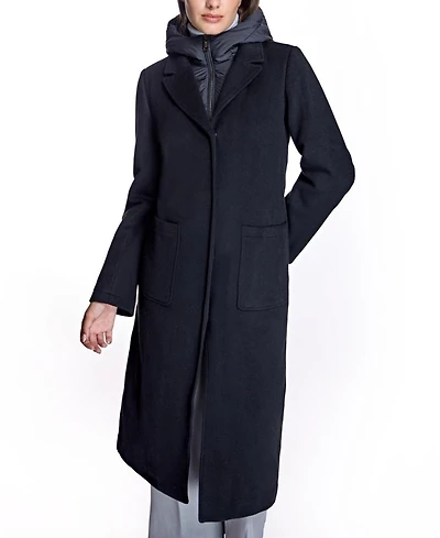 Julia & Stella By Maximilian Women's Cashmere Blend and Puffer Hooded Coat