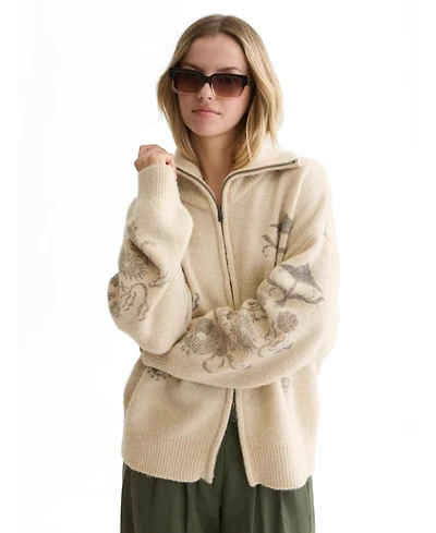 Scotch & Soda Women's Oversized Full-Zip Collared Cardigan