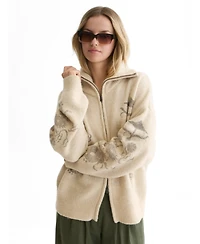 Scotch & Soda Women's Oversized Full-Zip Collared Cardigan