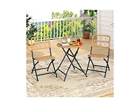 Boyel Living 3 Piece Patio Bistro Set Folding Round Table and Chairs with Wicker Seat