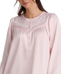 Miss Elaine Women's Long-Sleeve Button-Front Brushed-Back Satin Gown
