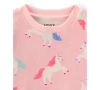 Carter's Toddler Girls' 2T-5T Unicorn Dreamplush Snug-Fit Top and Pants, 2-Piece Pajama Set