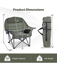 Sugift Oversized Folding Camping Chair with Cup Holder Side Pockets and 500 lbs Capacity