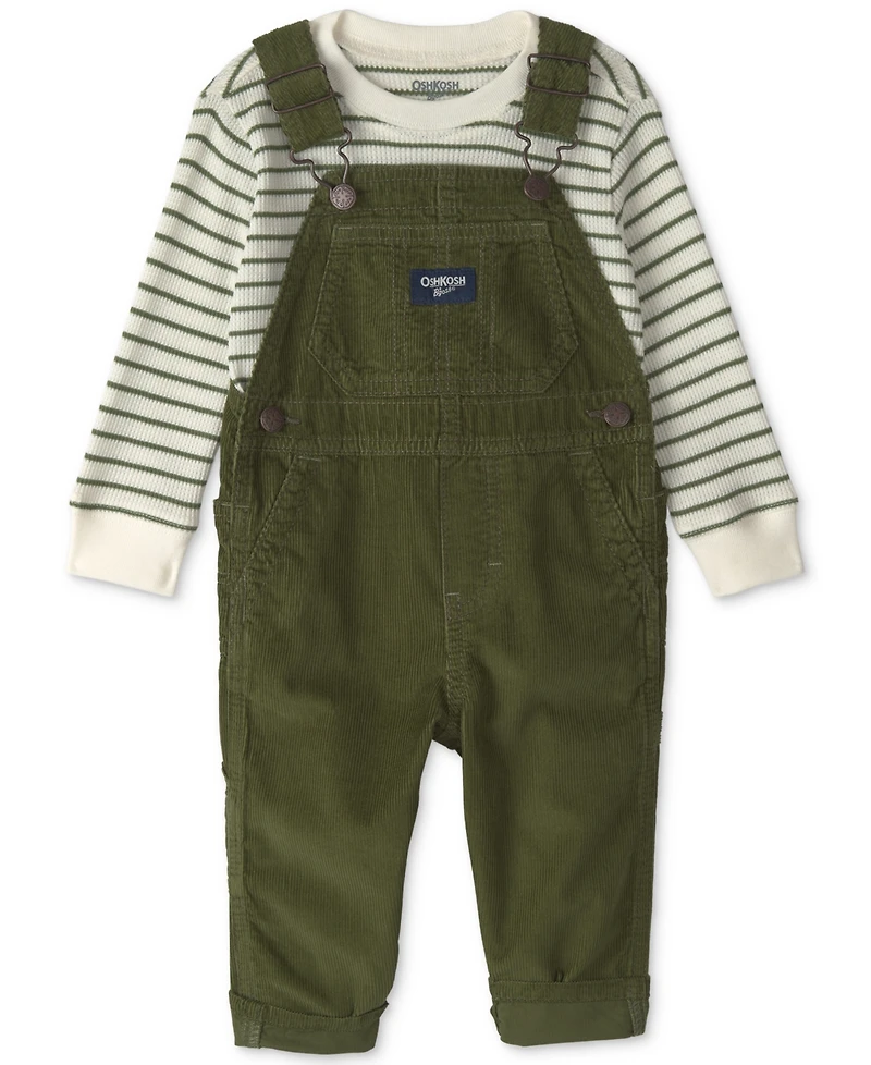Osh Kosh Baby Boys' Striped Long-Sleeve Corduroy Top and Overall Set