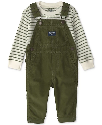 Osh Kosh Baby Boys' Striped Long-Sleeve Corduroy Top and Overall Set