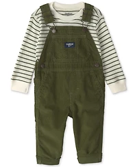 Osh Kosh Baby Boys' Striped Long-Sleeve Corduroy Top and Overall Set
