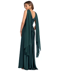 Xscape Petite High-Neck Cape-Back Sleeveless Gown