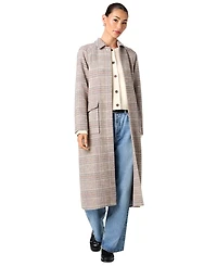 French Connection Women's Sutton Tailored Plaid Long Coat