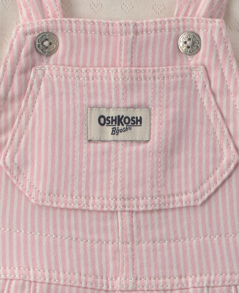 Osh Kosh Baby Girls' Long-Sleeve Hickory Twill Top and Overalls Set