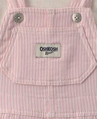 Osh Kosh Baby Girls' Long-Sleeve Hickory Twill Top and Overalls Set