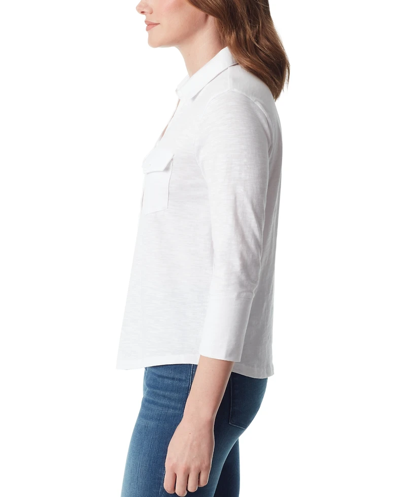 Gloria Vanderbilt Women's Ashten Point-Collar 3/4-Sleeve Button-Up Shirt
