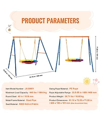 Mecale Backyard Swing Set, 40" Saucer with Heavy-Duty A-Frame Metal Stand & Adjustable Rope, 440 Lb. Capacity, Ages 3+