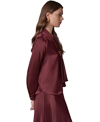 Donna Karan New York Petite Long-Sleeve V-Neck Scarf Detail Blouse