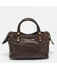 Pre-Owned Balenciaga Women's Mini Classic City Leather Bag in Cacao
