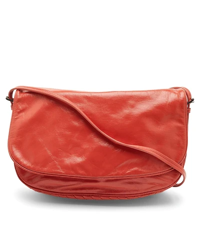 Pre-Owned Bottega Veneta Glazed Leather Flap Shoulder Bag
