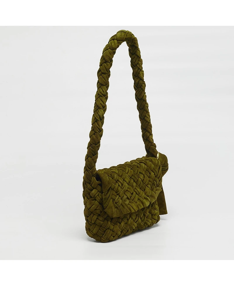 Pre-Owned Bottega Veneta Kalimero Citta Medium Intreccio Suede Shoulder Bag