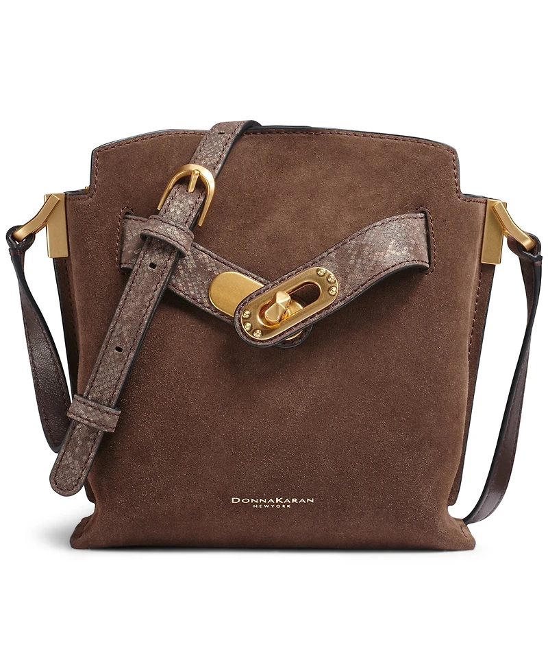 Donna Karan New York Bridgehampton Python Suede Small Crossbody Handbag