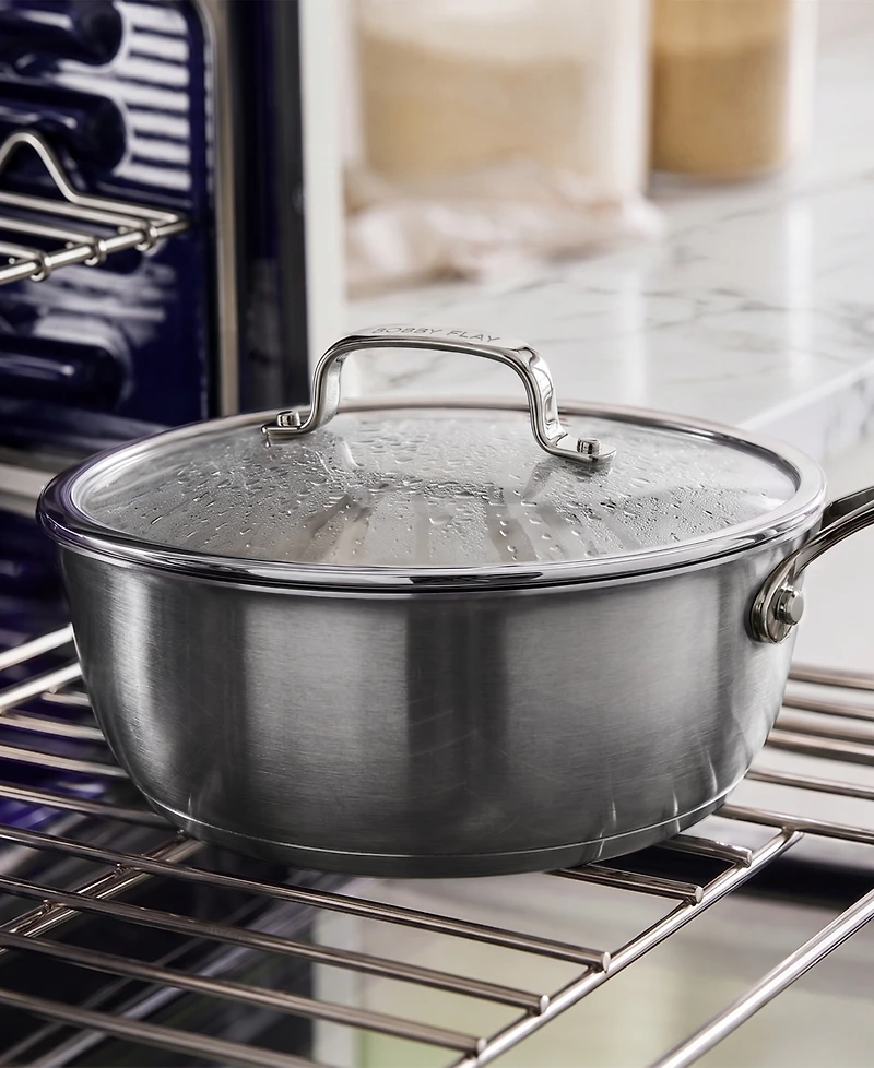 GreenPan Bobby Flay Stainless Steel 3.57 qt. Chef's Pan with Lid