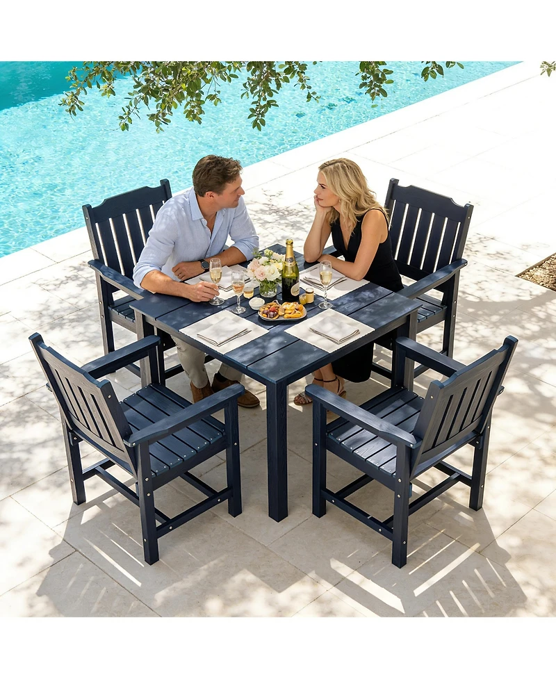 Mega Casa Hips All-Weather Outdoor Patio Dining Table with Umbrella Hole, Heavy-Duty Square Bistro Table with Aluminum Frame