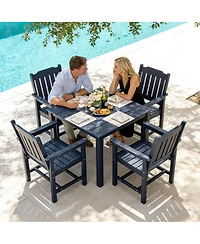 Mega Casa Hips All-Weather Outdoor Patio Dining Table with Umbrella Hole, Heavy-Duty Square Bistro Table with Aluminum Frame