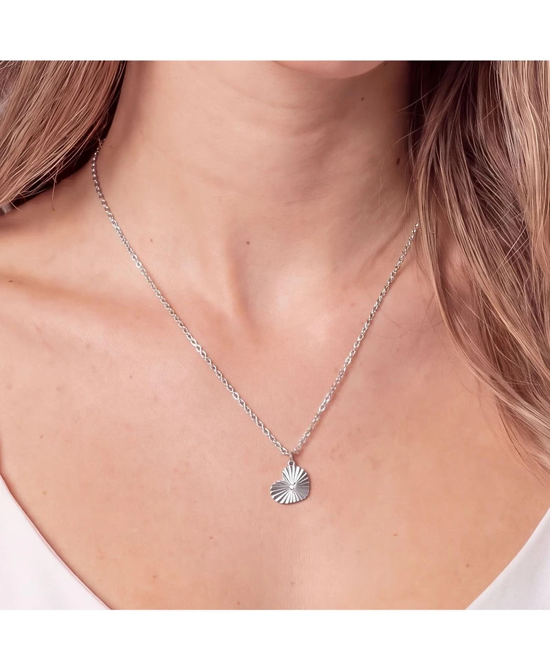 The Lovery Cz Fluted Single Heart Necklace Sterling Silver