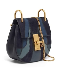 Pre-Owned Chloe Mini Drew Patchwork Suede and Leather Shoulder Bag