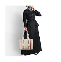 Pre-Owned Chloe Woody Medium Canvas and Leather Tote Bag