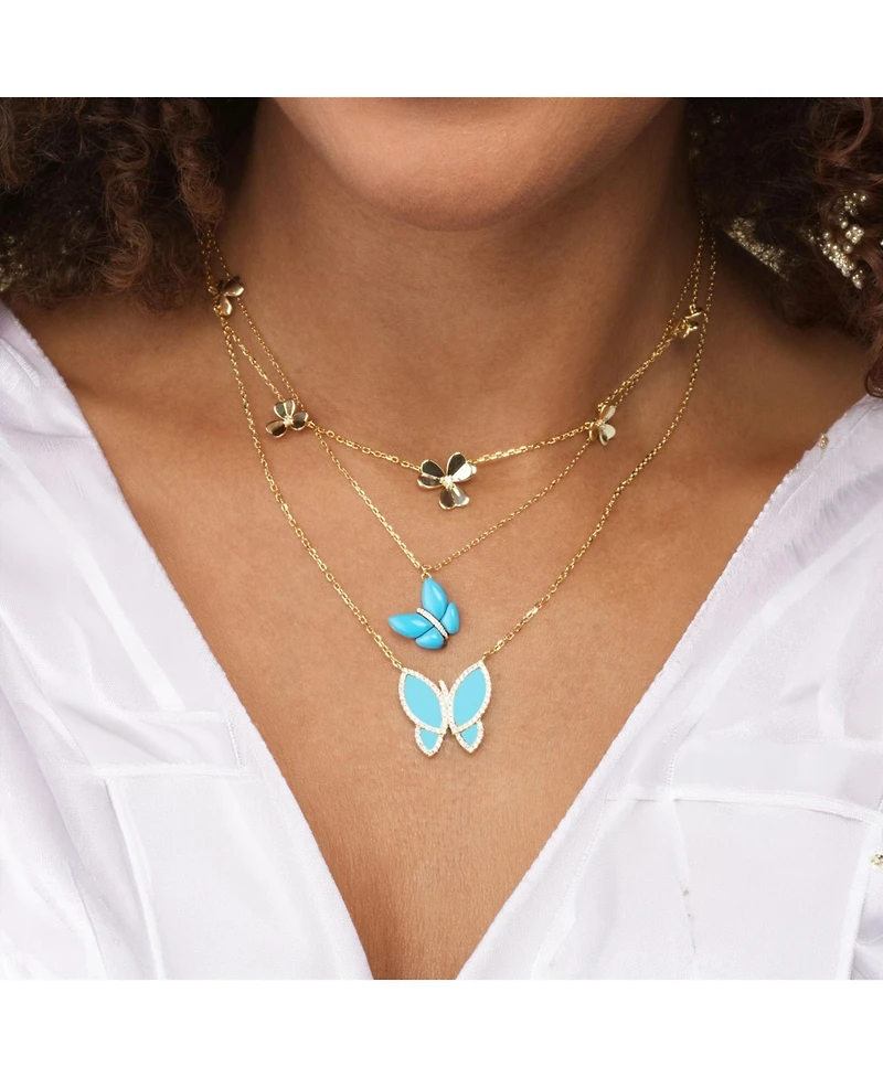 The Lovery Large Cz Halo Butterfly Necklace 14K Gold-Plated Sterling Silver