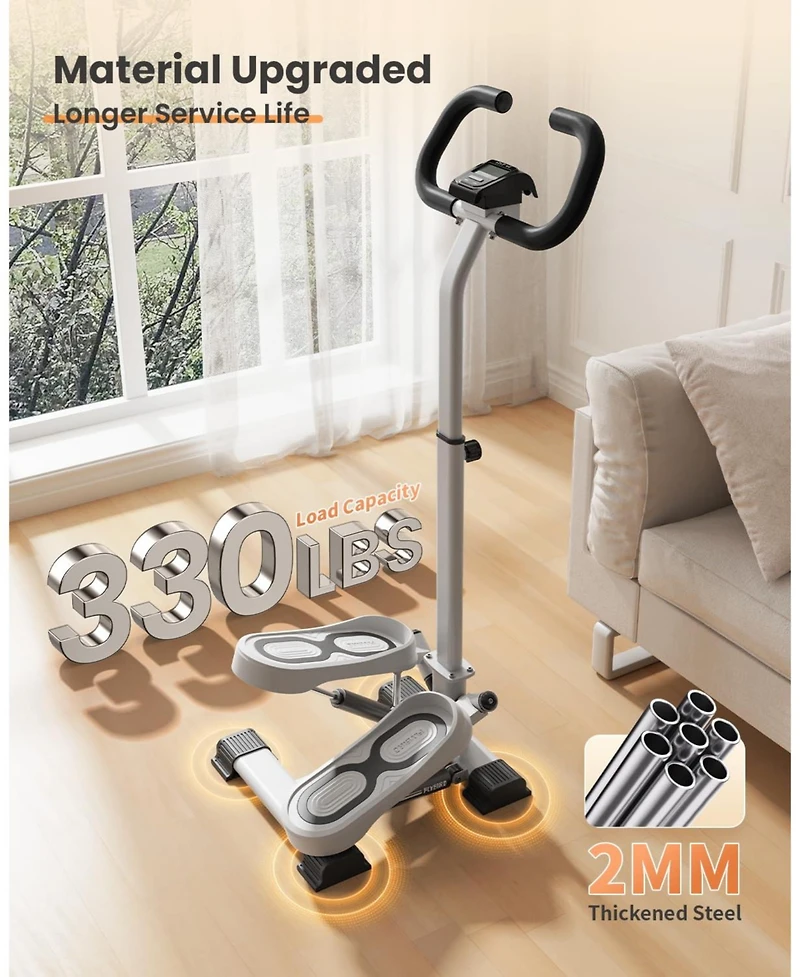 Fed Fitness Stepper with Handlebar, 330lb Capacity Twist Stair Stepper for Exercises for Leg Workout, Home Cardio Machine