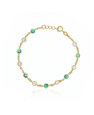 The Lovery Cz Alternating Bezel Station Bracelet 14K Gold-Plated Sterling Silver