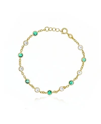 The Lovery Cz Alternating Bezel Station Bracelet 14K Gold-Plated Sterling Silver